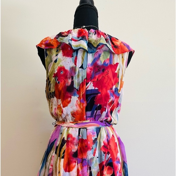 ADRIANNA PAPELL ~ Women’s sleeveless lightweight floral ruffled dress size 6 - Picture 5 of 9